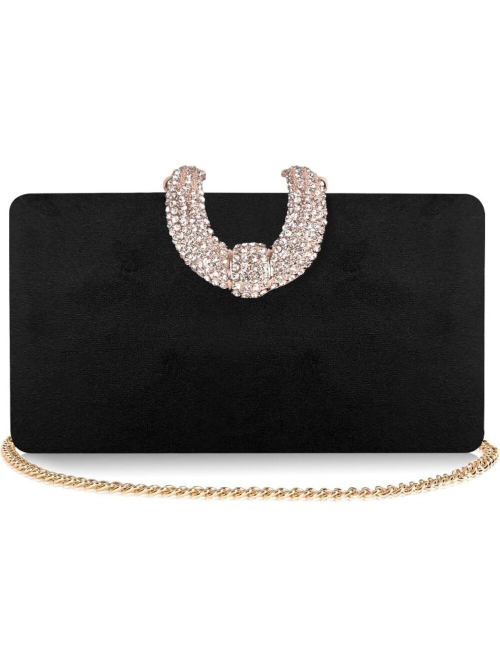 Women's Black Sparkly Rhinestone Crystal Clutch Purse For Elegant Evening Bag